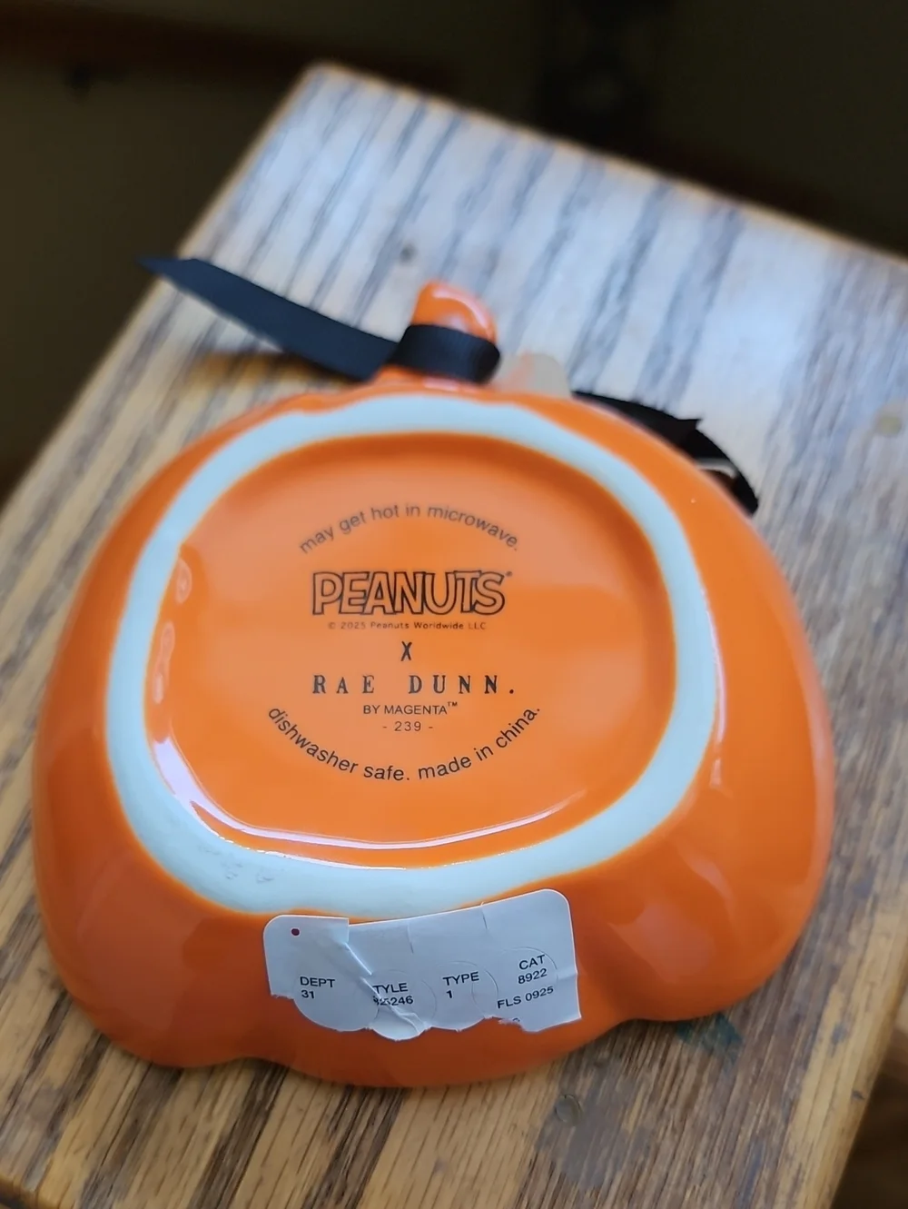 Rae Dunn'Boo' Pumpkin Treat Dish - White and Orange